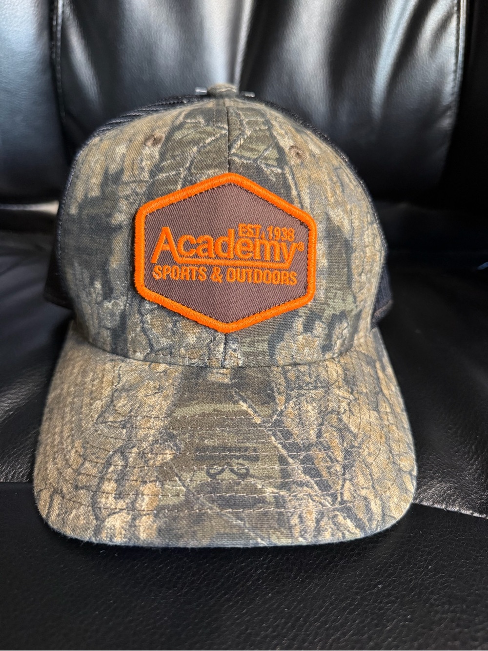 Academy Sports CAMO Hat SnapBack Mesh Realtree Adult OS Brand New Orange Patch